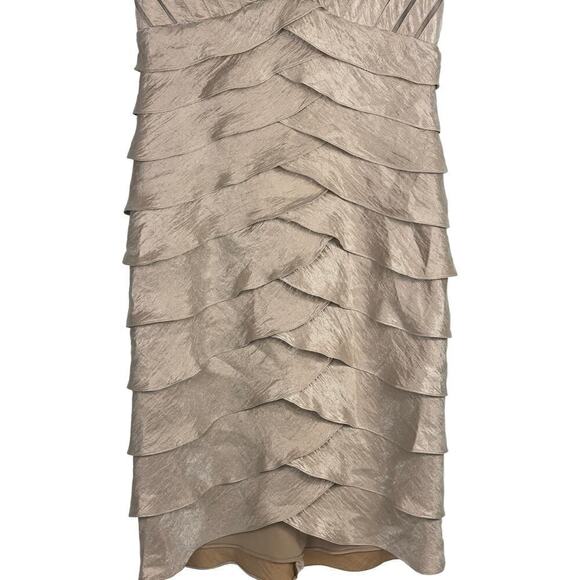 Adrianna Papell Tiered Ruffle Pleated Bodice Satin Dress (8) - Picture 8 of 16